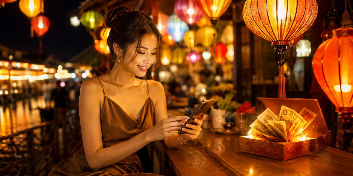 Người dùng Hội An xem kèo thể thao trên điện thoại tại quán cà phê