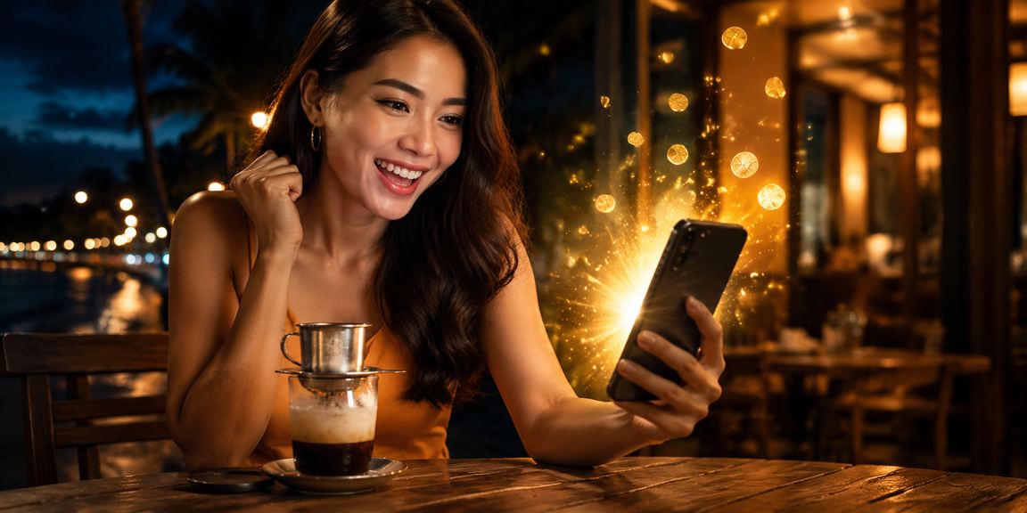Người dùng tại Mũi Né đăng ký tài khoản và kiểm tra thưởng đăng ký trên điện thoại